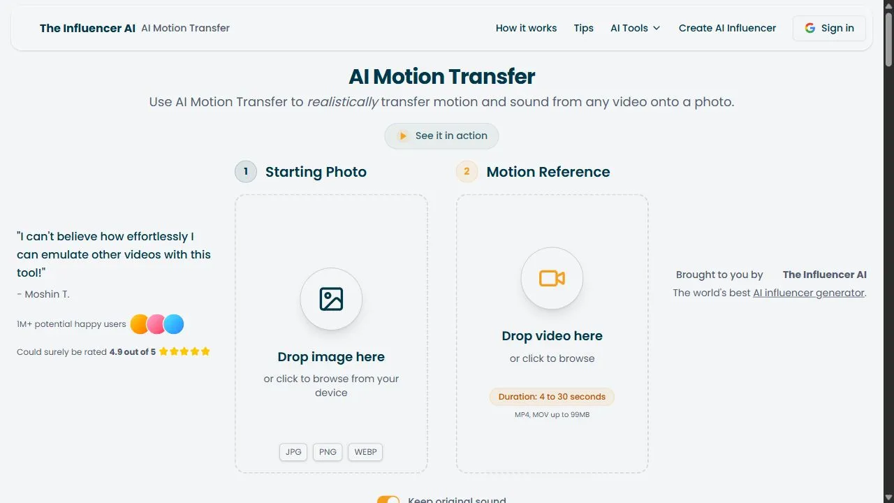 AI Motion Transfer by The Influencer AI 1