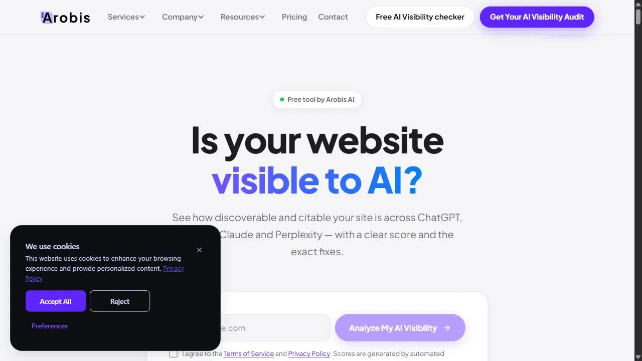 Arobis | AI Visibility Checker 1