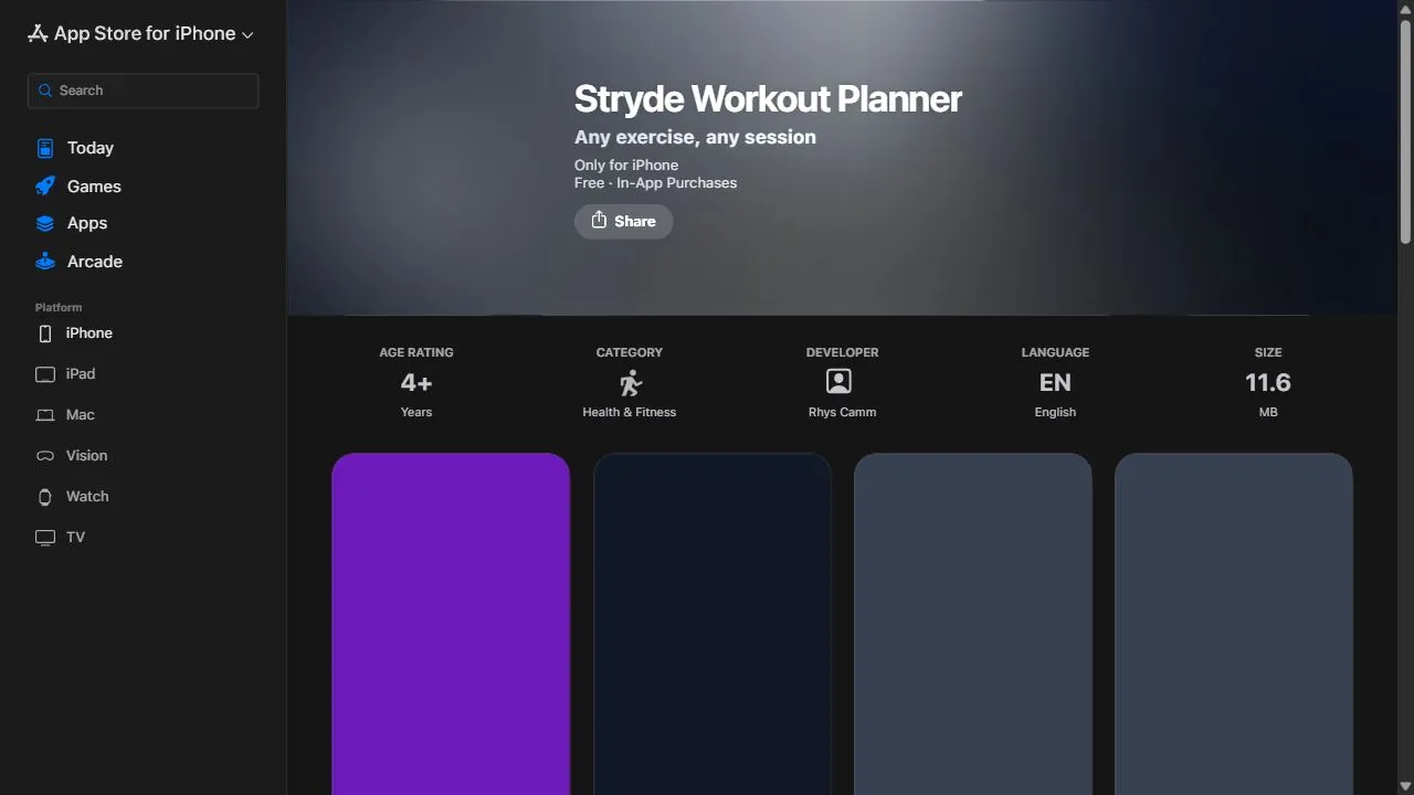 Stryde Workout Planner