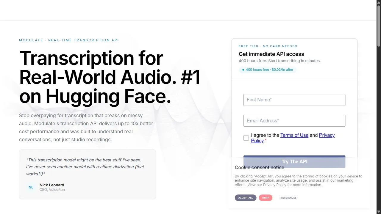 Transcribe by Modulate 1
