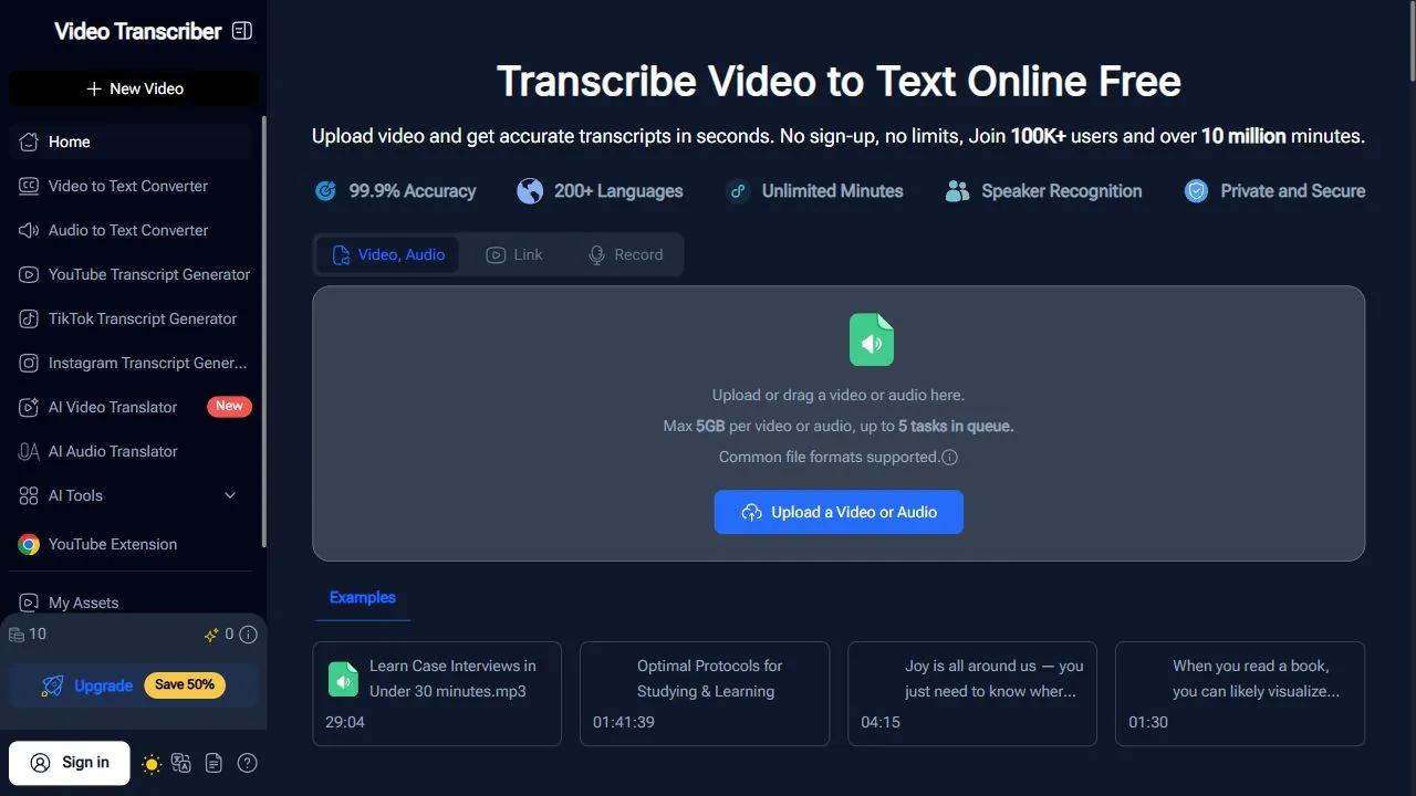 Video Transcriber AI