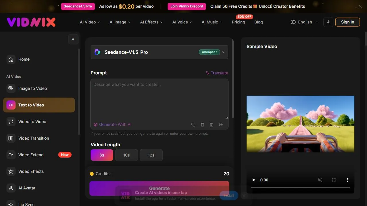 Vidnix | AI Text to Video Generator 1
