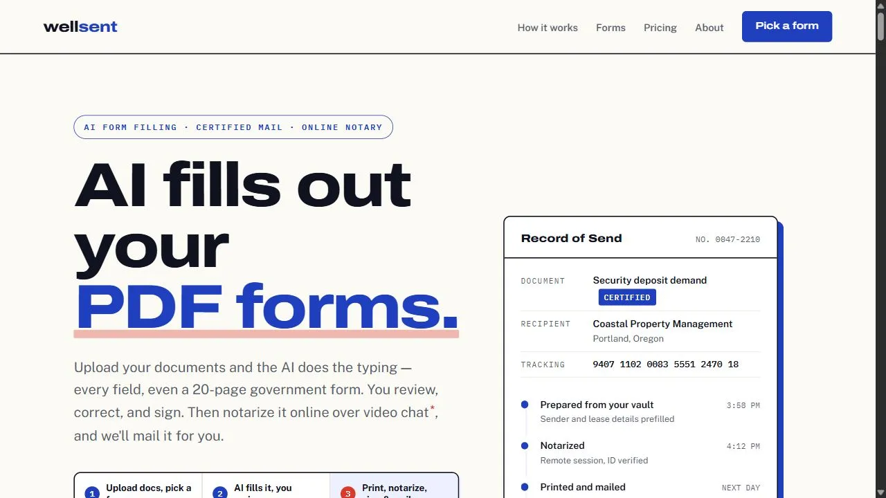 Wellsent — Your forms, filled and filed. 1